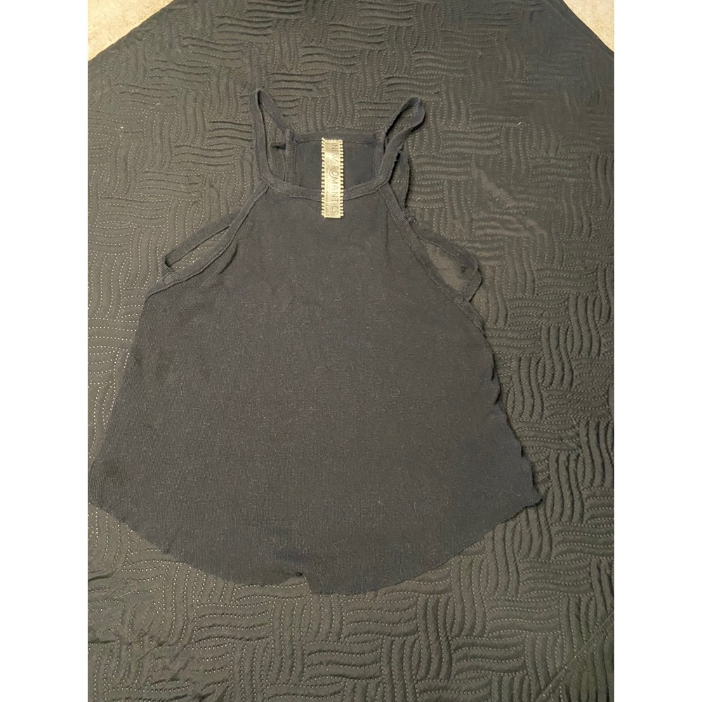Free People New Romantics Black Ribbed Strappy Cage Back Tank Top XS